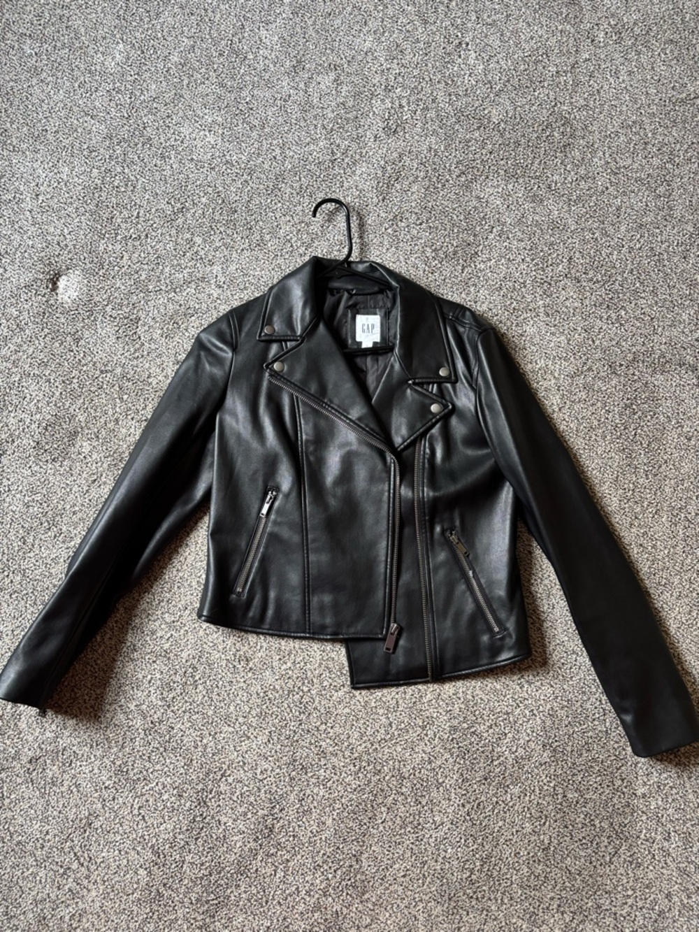 GAP Black Faux Leather Moto Jacket